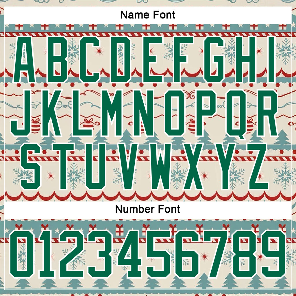 Custom Red Kelly Green-White 3D Christmas Ugly Sweater Hockey Lace Neck Jersey