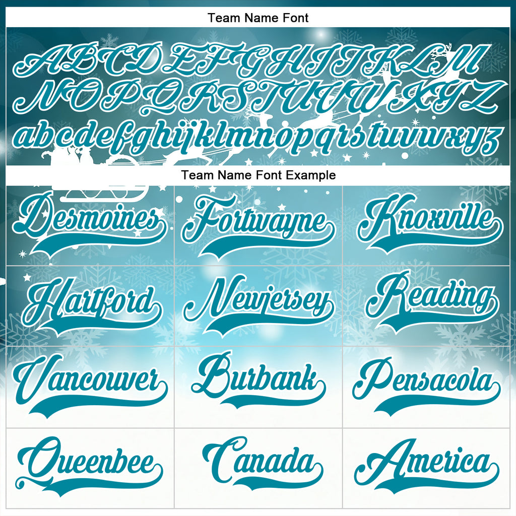 Custom Teal Teal-White 3D Christmas Reindeer Hockey Lace Neck Jersey