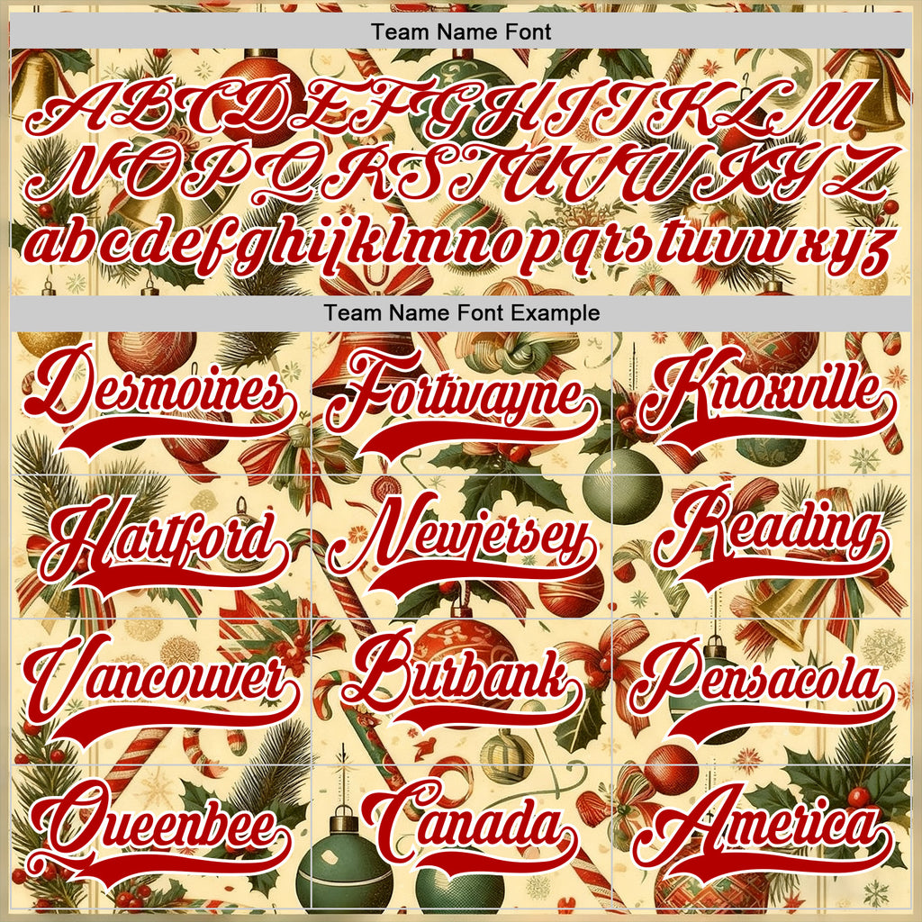 Custom Red Red-White 3D Christmas Hockey Lace Neck Jersey