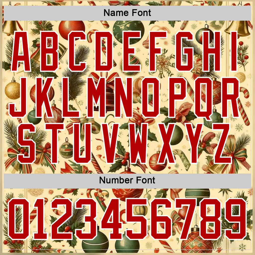 Custom Red Red-White 3D Christmas Hockey Lace Neck Jersey