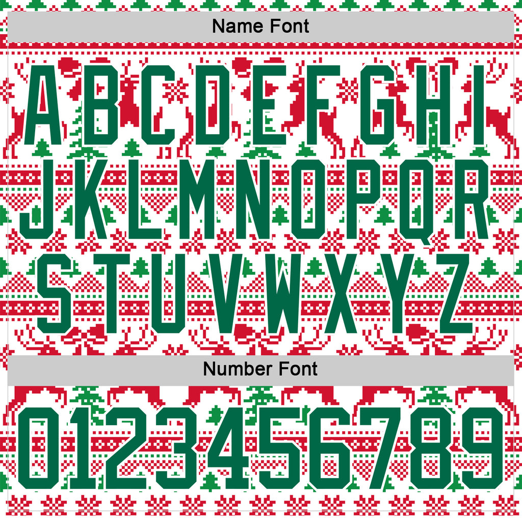 Custom Red Kelly Green-White 3D Christmas Ugly Sweater Hockey Lace Neck Jersey