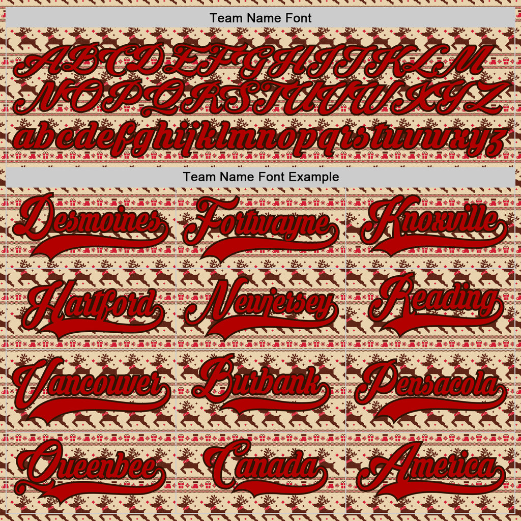 Custom City Cream Red-Brown 3D Christmas Hockey Lace Neck Jersey