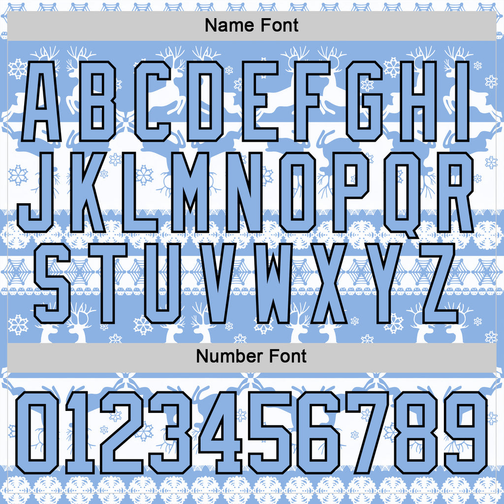 Custom White Light Blue-Black 3D Christmas Ugly Sweater Hockey Lace Neck Jersey