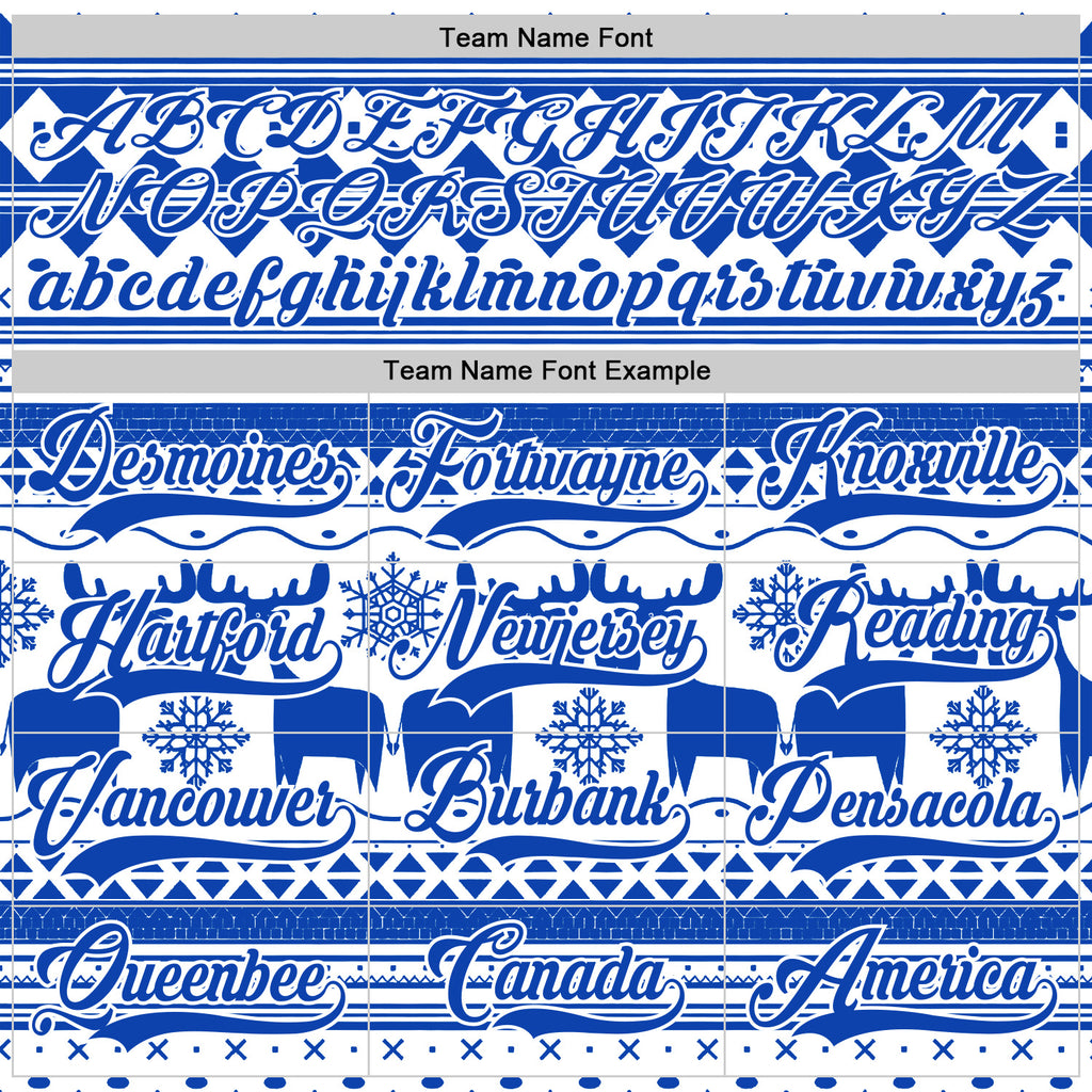 Custom White Thunder Blue-White 3D Christmas Ugly Sweater Hockey Lace Neck Jersey