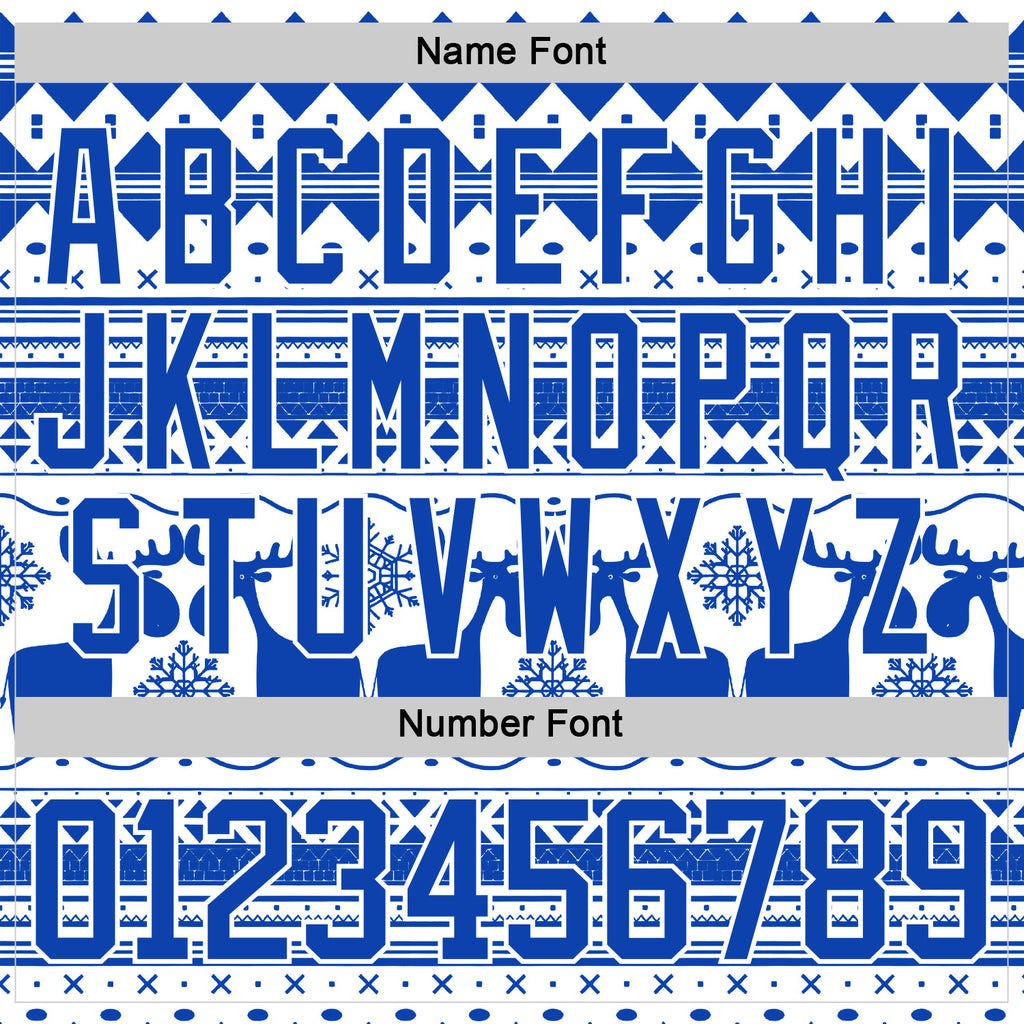 Custom White Thunder Blue-White 3D Christmas Ugly Sweater Hockey Lace Neck Jersey