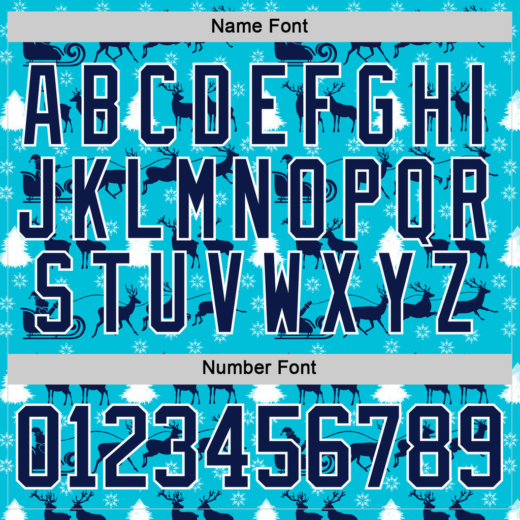 Custom Lakes Blue Navy-White 3D Christmas Hockey Lace Neck Jersey