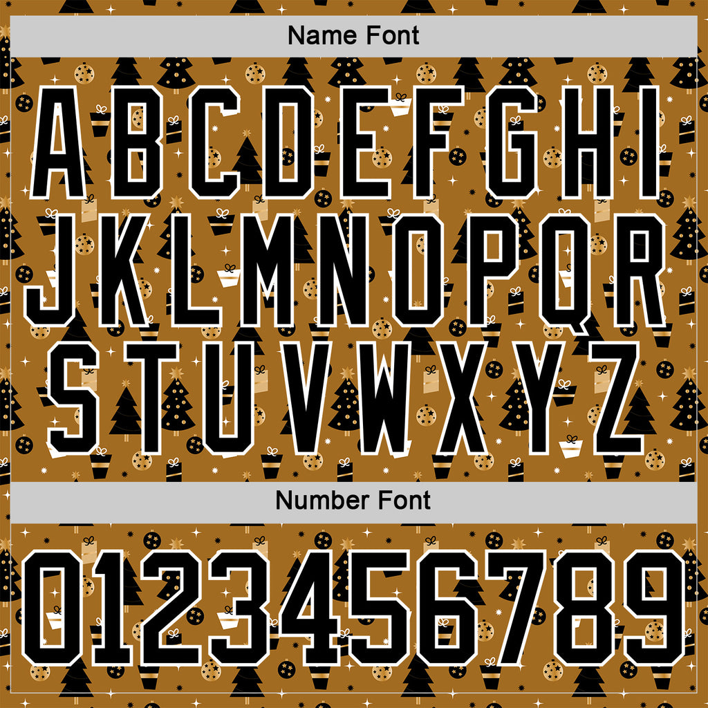 Custom Old Gold Black-White 3D Christmas Hockey Lace Neck Jersey