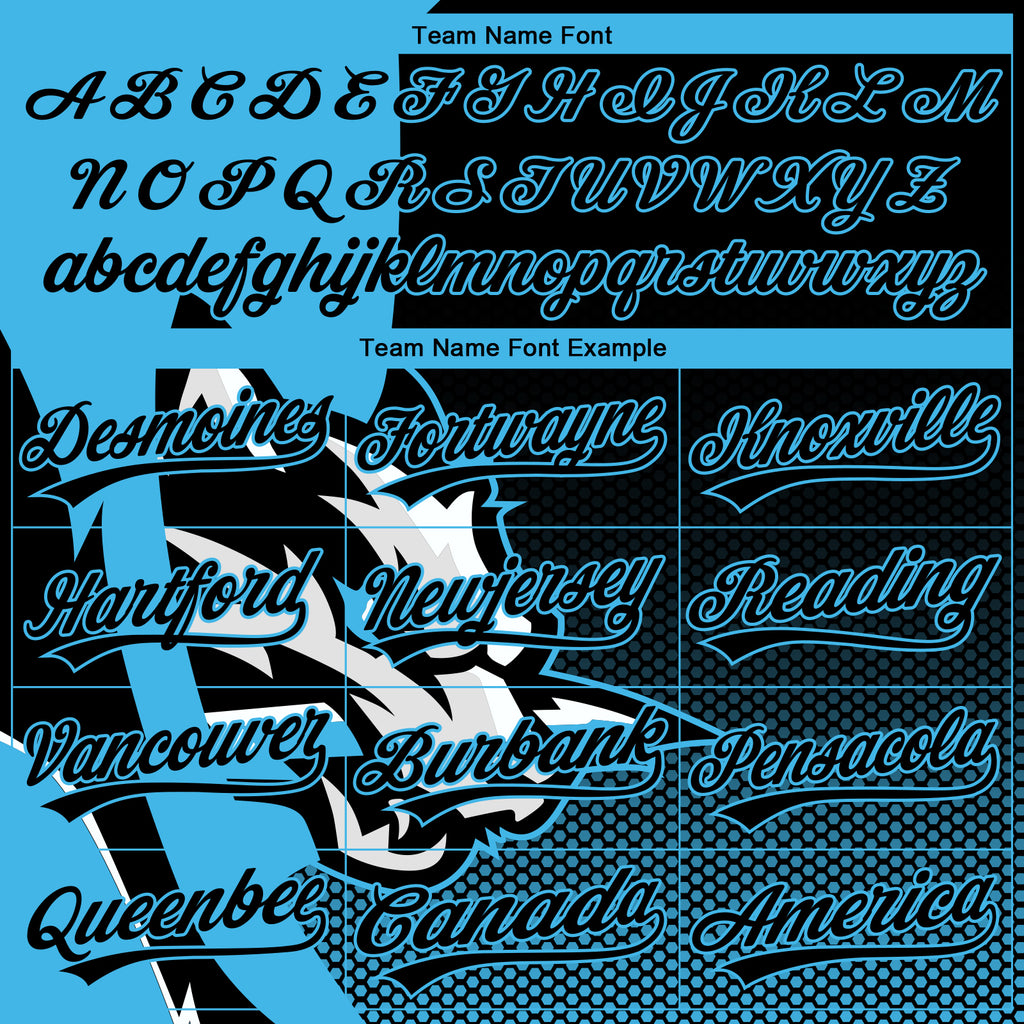 Custom Stitched Black Black-Sky Blue 3D Pattern Design Wolf Sports Pullover Sweatshirt Hoodie