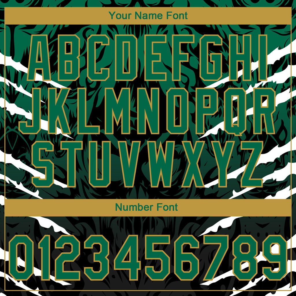 Custom Stitched Black Kelly Green-Old Gold 3D Pattern Design Leopardo Sports Pullover Sweatshirt Hoodie