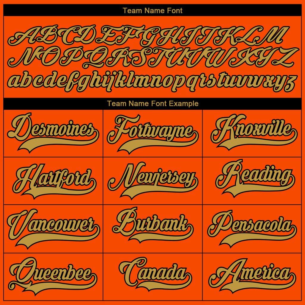 Custom Orange Old Gold-Black 3D Pattern Fragment Art Hockey Lace Neck Jersey