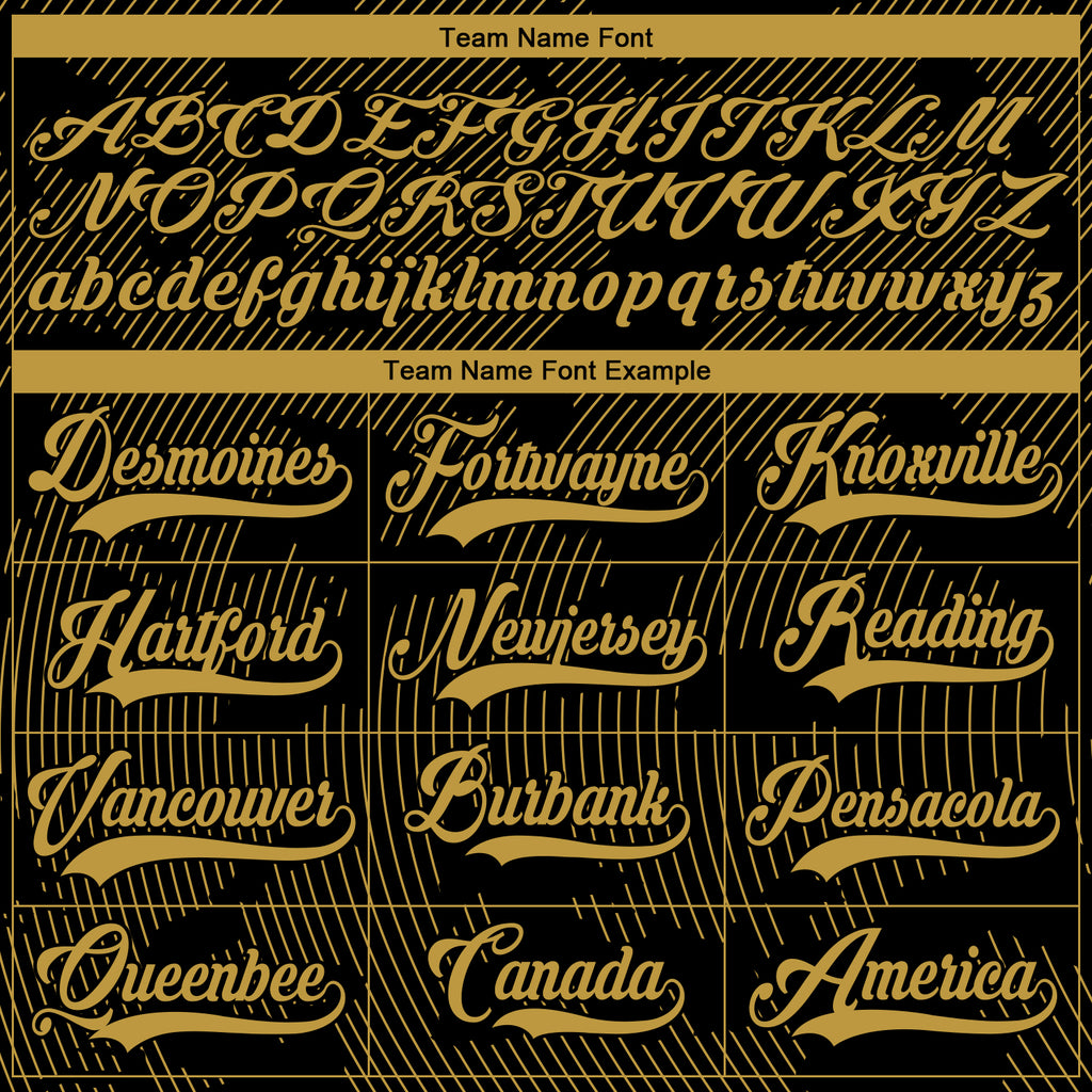 Custom Black Old Gold-White 3D Pattern Curve Lines Hockey Lace Neck Jersey