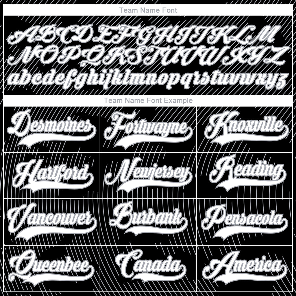 Custom Black White-Gray 3D Pattern Curve Lines Hockey Lace Neck Jersey