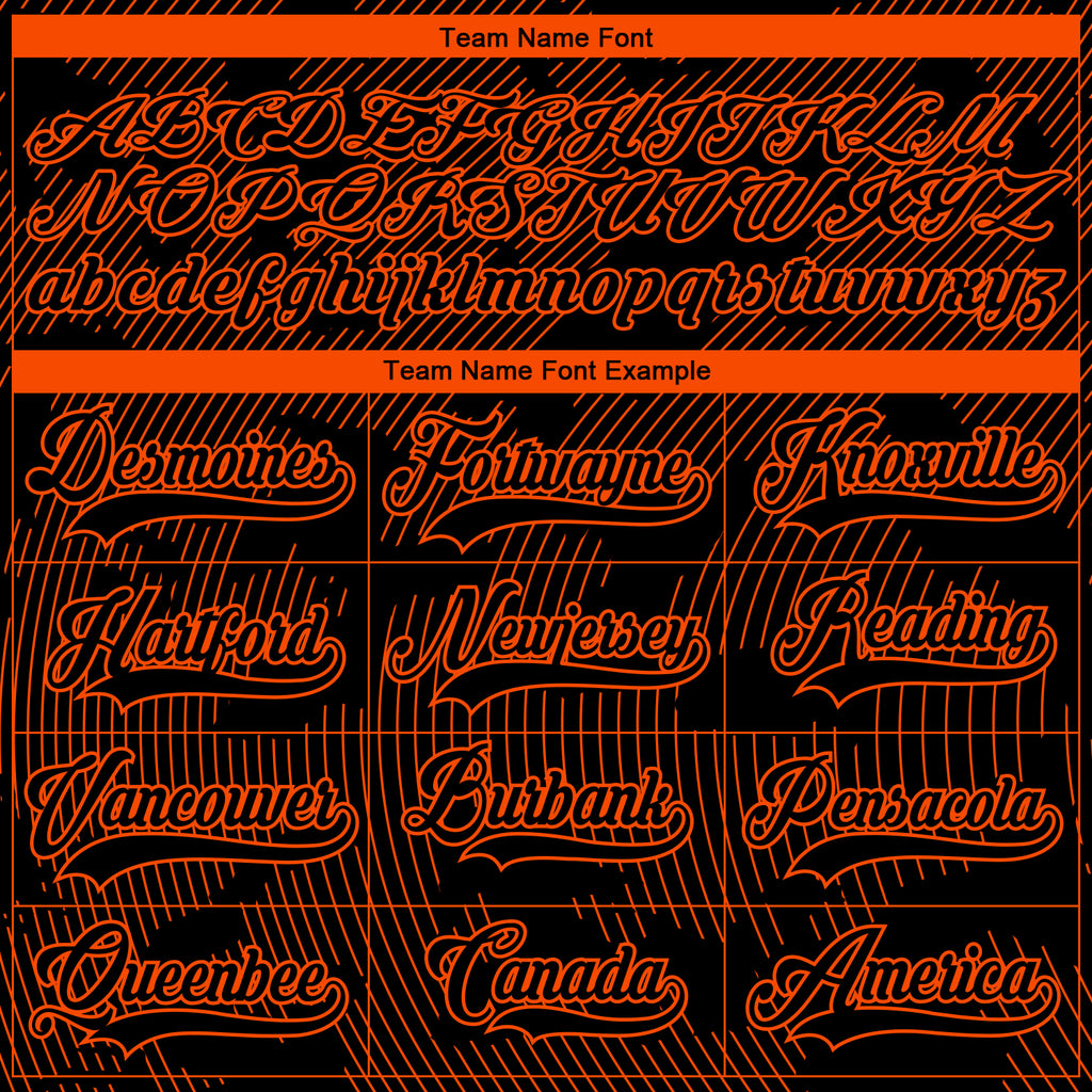 Custom Black Orange-White 3D Pattern Curve Lines Hockey Lace Neck Jersey