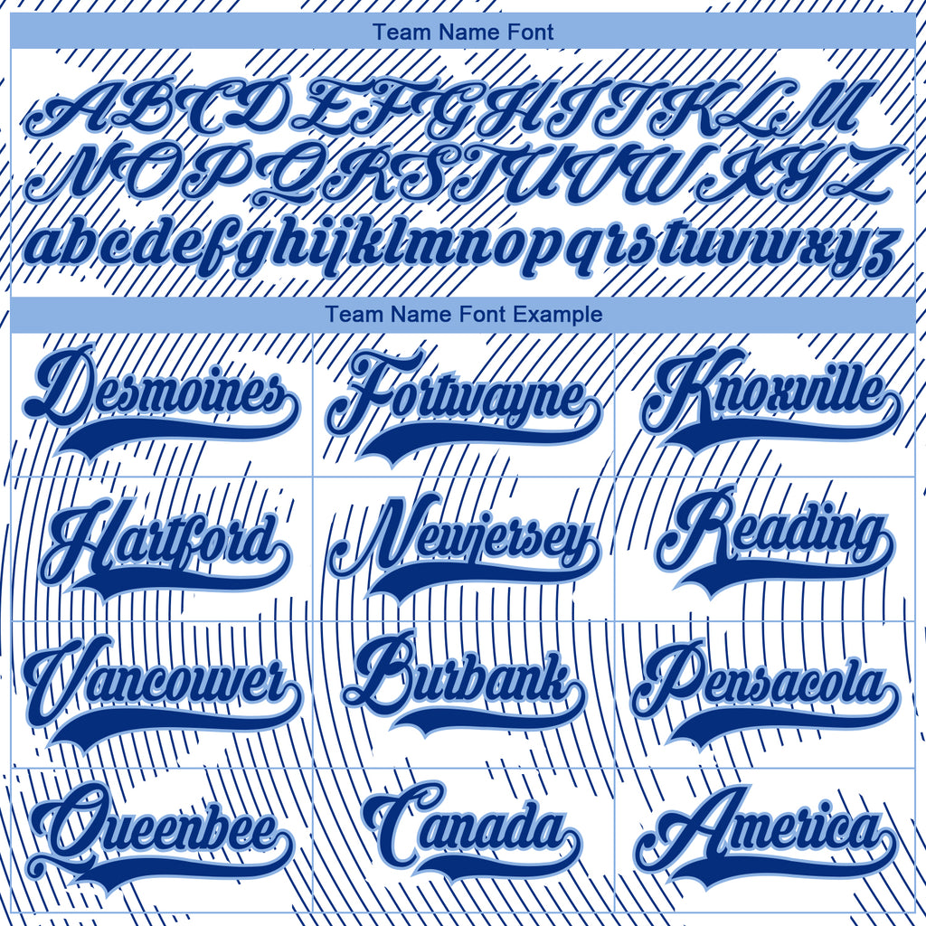 Custom White Royal-Light Blue 3D Pattern Curve Lines Hockey Lace Neck Jersey