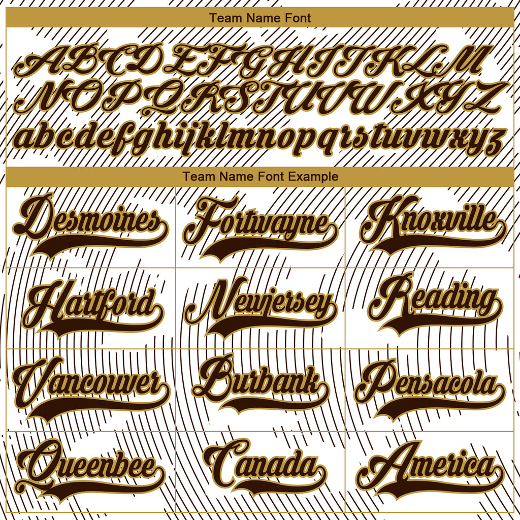 Custom White Brown-Old Gold 3D Pattern Curve Lines Hockey Lace Neck Jersey