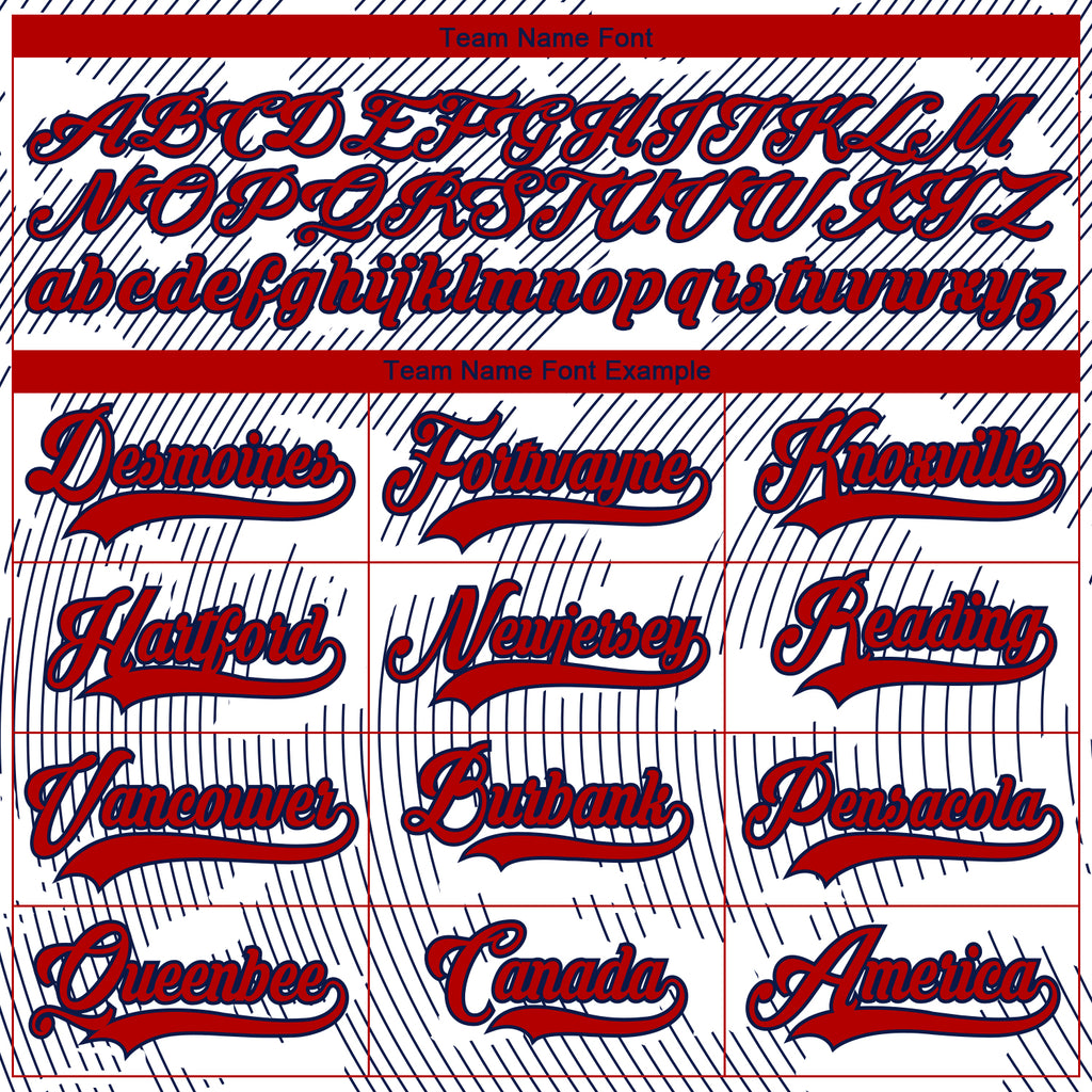 Custom White Red-Navy 3D Pattern Curve Lines Hockey Lace Neck Jersey