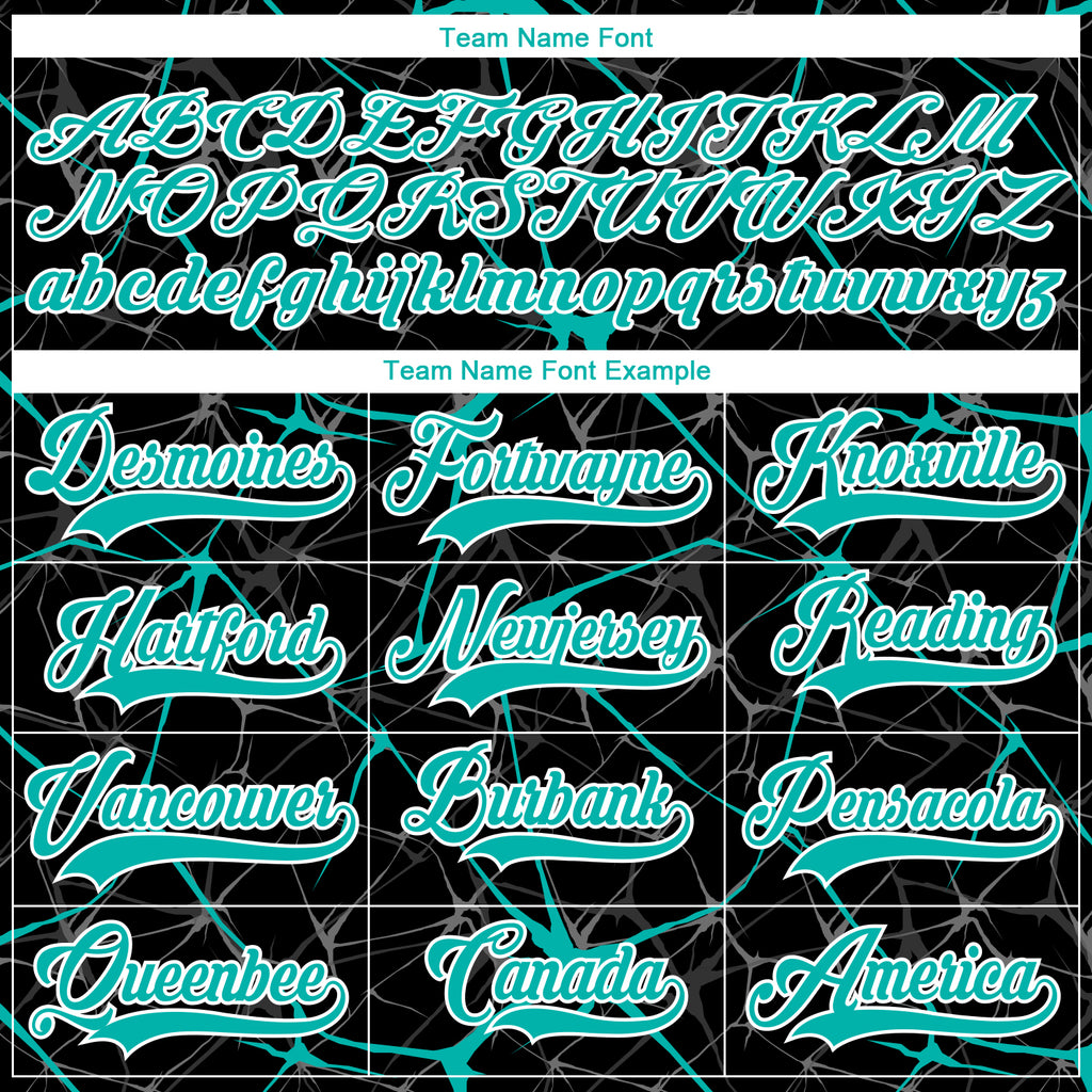 Custom Black Aqua-White 3D Pattern Abstract Network Hockey Lace Neck Jersey