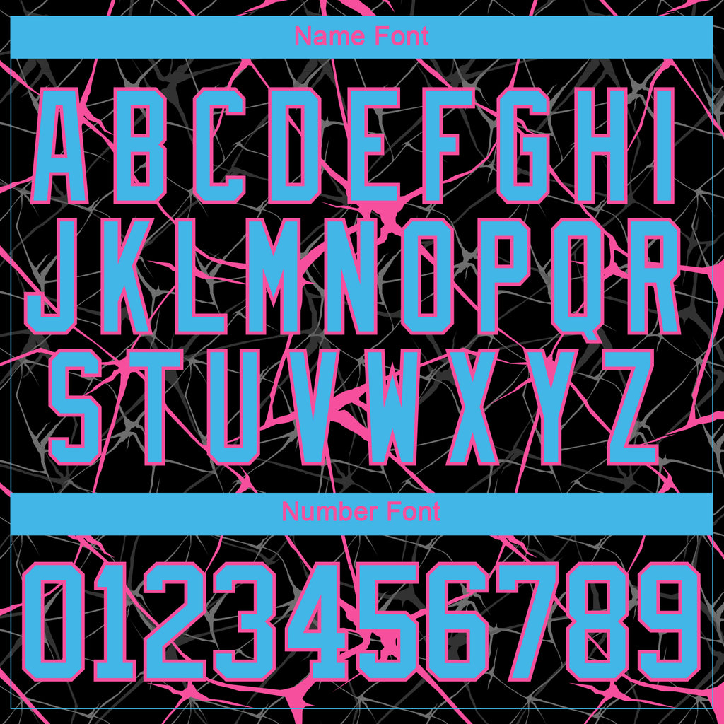 Custom Black Sky Blue-Pink 3D Pattern Abstract Network Hockey Lace Neck Jersey