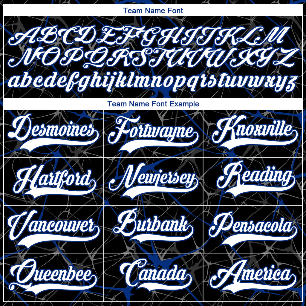 Custom Black White-Royal 3D Pattern Abstract Network Hockey Lace Neck Jersey