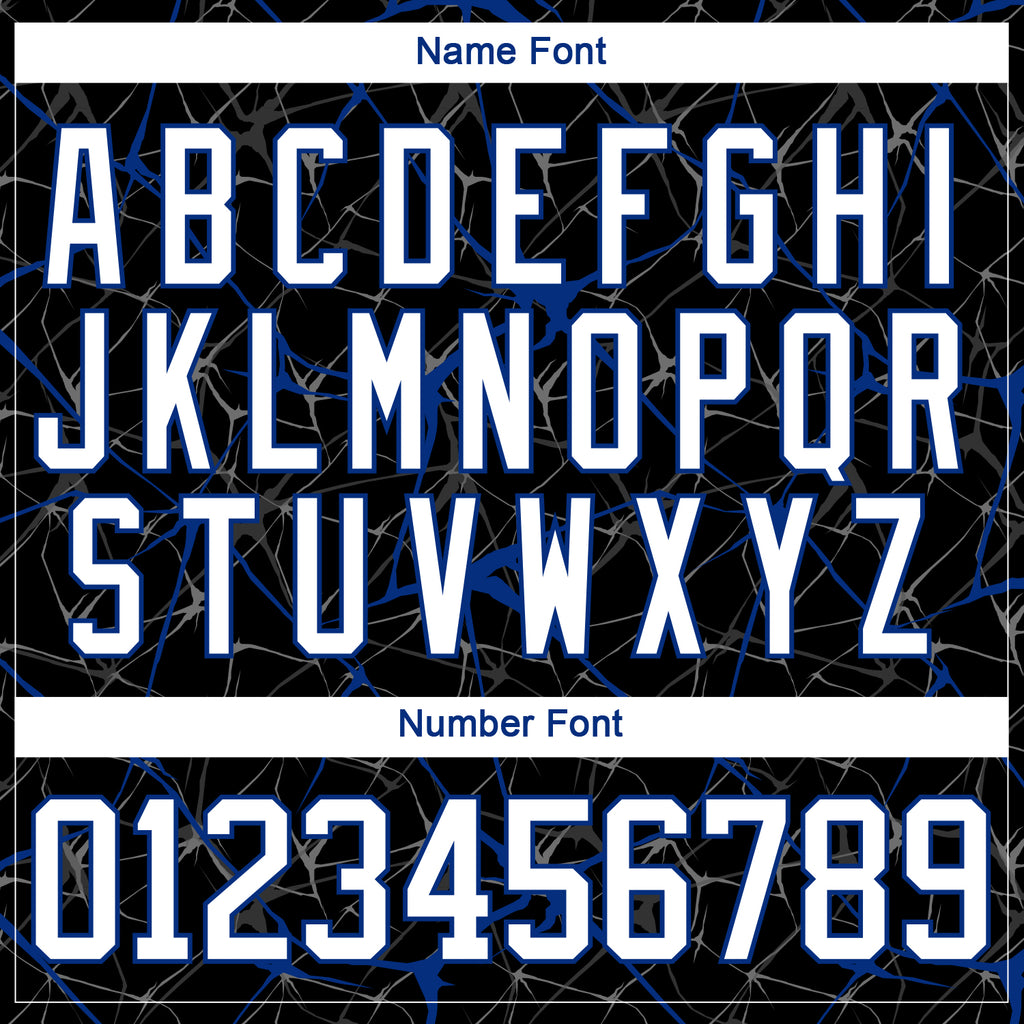 Custom Black White-Royal 3D Pattern Abstract Network Hockey Lace Neck Jersey