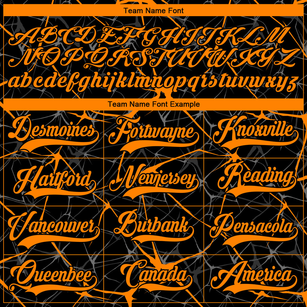 Custom Black Bay Orange-White 3D Pattern Abstract Network Hockey Lace Neck Jersey