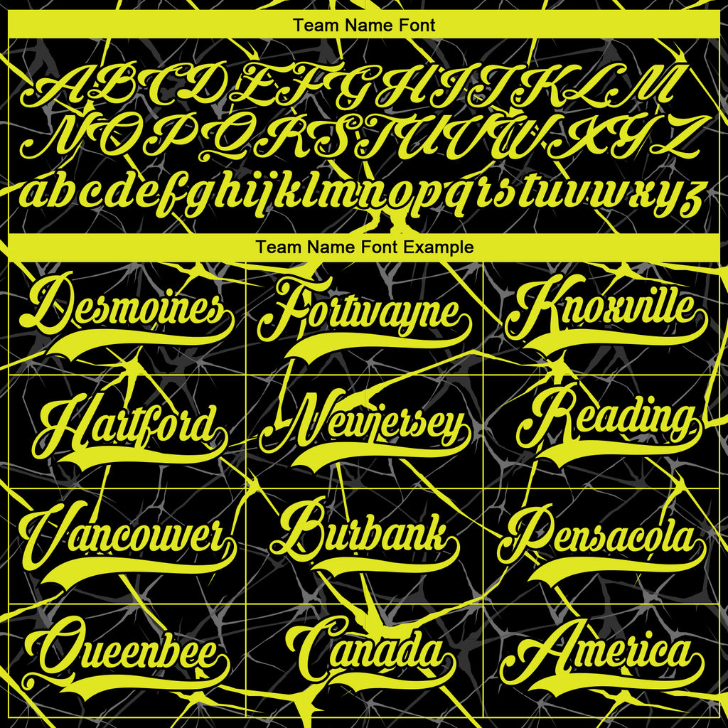 Custom Black Neon Yellow-Teal 3D Pattern Abstract Network Hockey Lace Neck Jersey