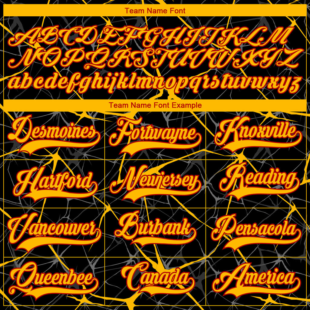 Custom Black Gold-Red 3D Pattern Abstract Network Hockey Lace Neck Jersey