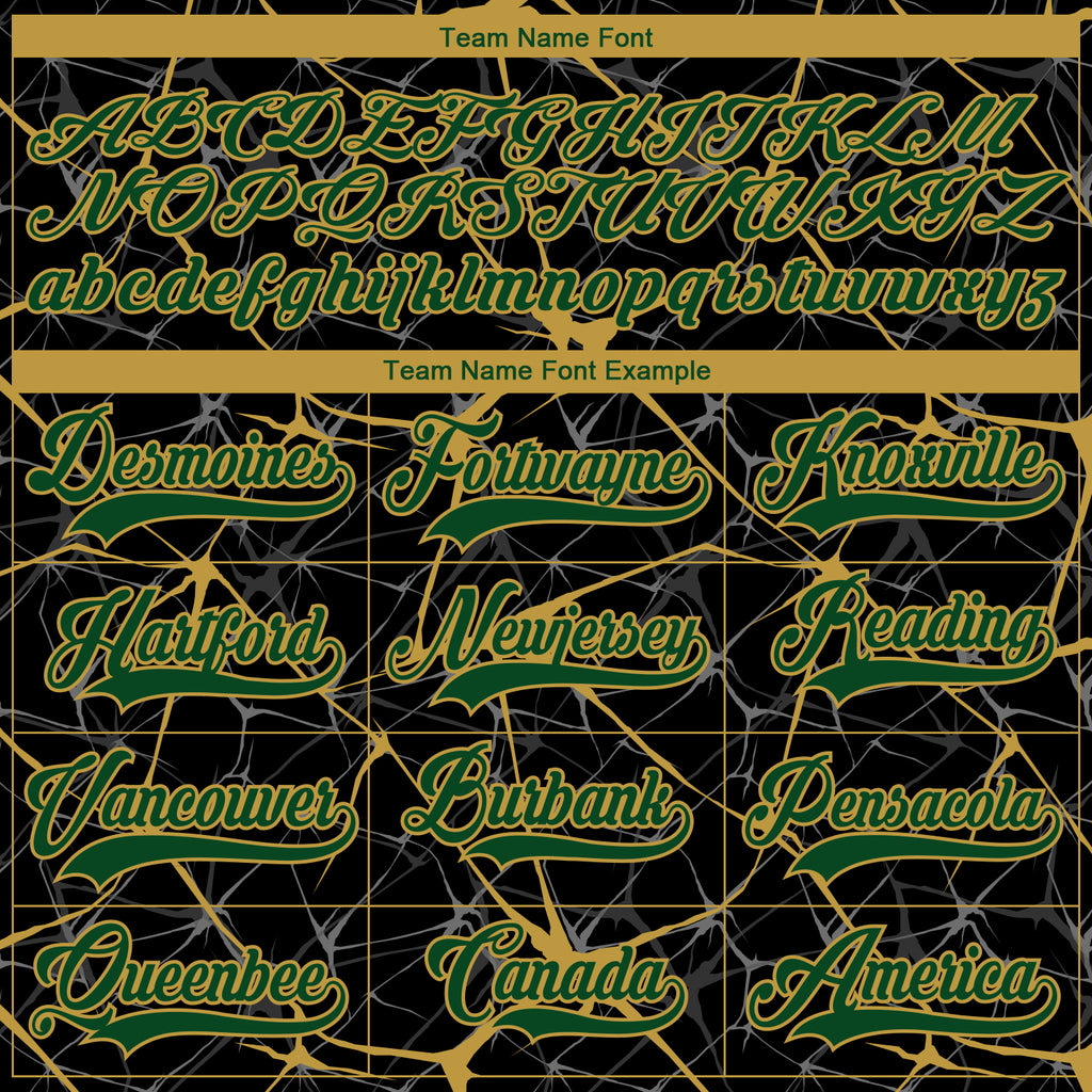Custom Black Green-Old Gold 3D Pattern Abstract Network Hockey Lace Neck Jersey