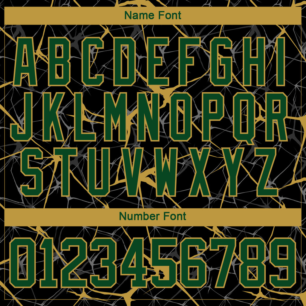 Custom Black Green-Old Gold 3D Pattern Abstract Network Hockey Lace Neck Jersey