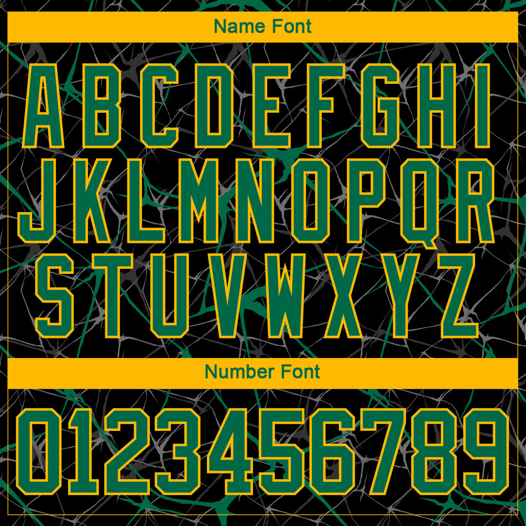 Custom Black Kelly Green-Gold 3D Pattern Abstract Network Hockey Lace Neck Jersey