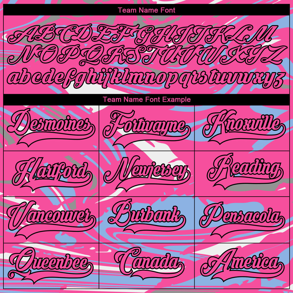 Custom Figure Pink Light Blue Black-White 3D Pattern Fluid Art Hockey Lace Neck Jersey