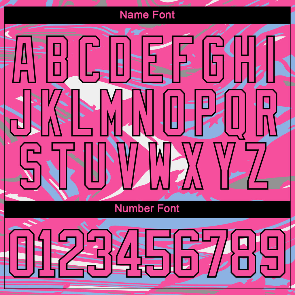 Custom Figure Pink Light Blue Black-White 3D Pattern Fluid Art Hockey Lace Neck Jersey