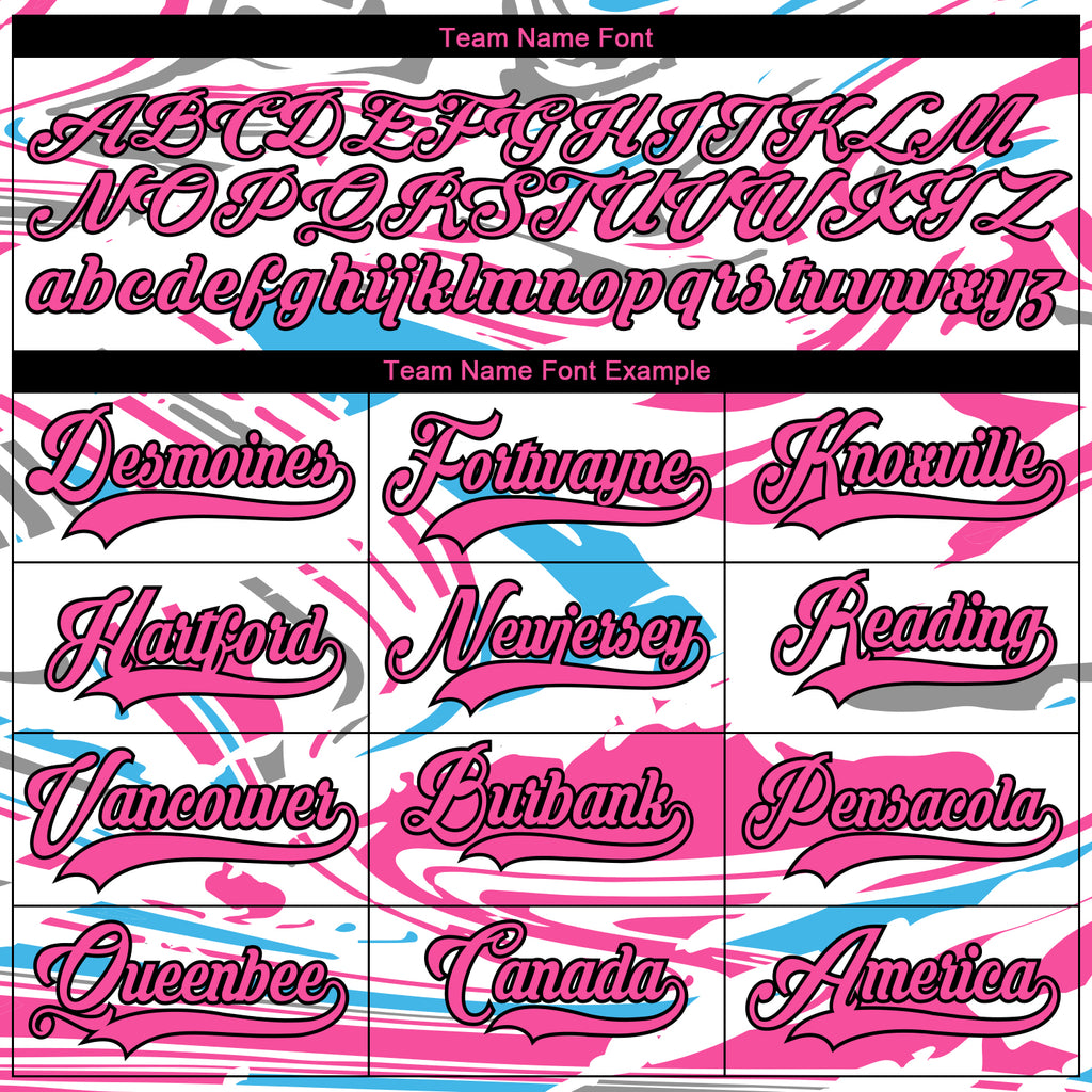 Custom Figure Pink White Sky Blue-Black 3D Pattern Fluid Art Hockey Lace Neck Jersey