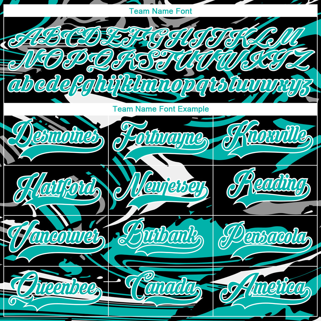 Custom Figure Aqua Black-White 3D Pattern Fluid Art Hockey Lace Neck Jersey