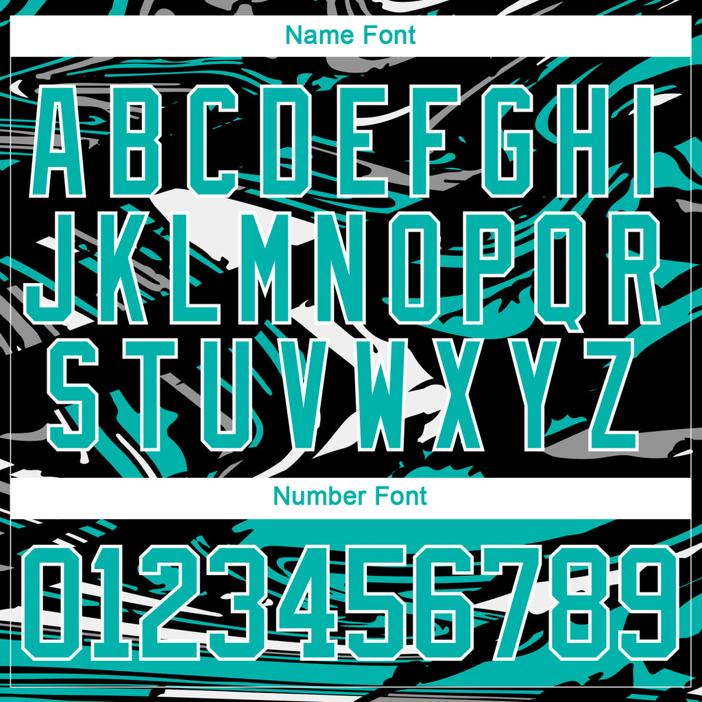 Custom Figure Aqua Black-White 3D Pattern Fluid Art Hockey Lace Neck Jersey