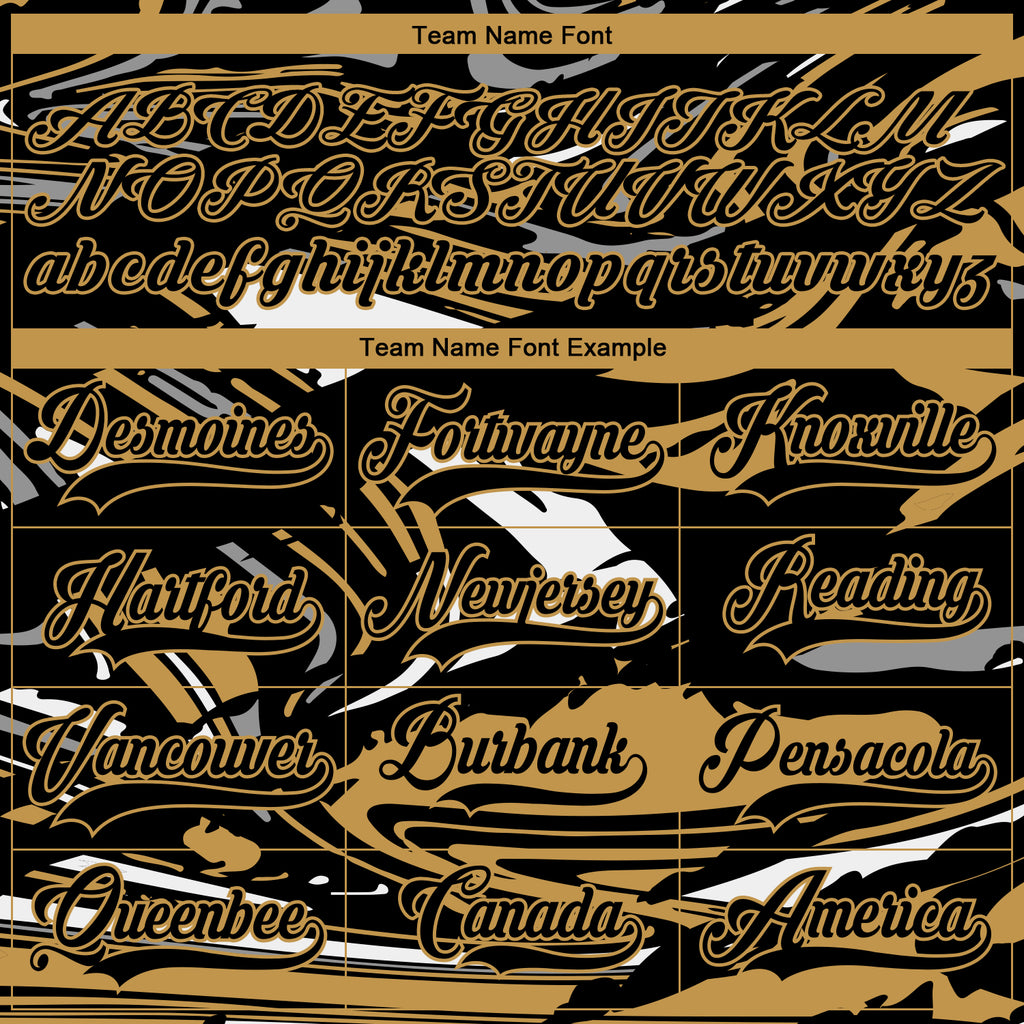 Custom Figure Black Old Gold-White 3D Pattern Fluid Art Hockey Lace Neck Jersey