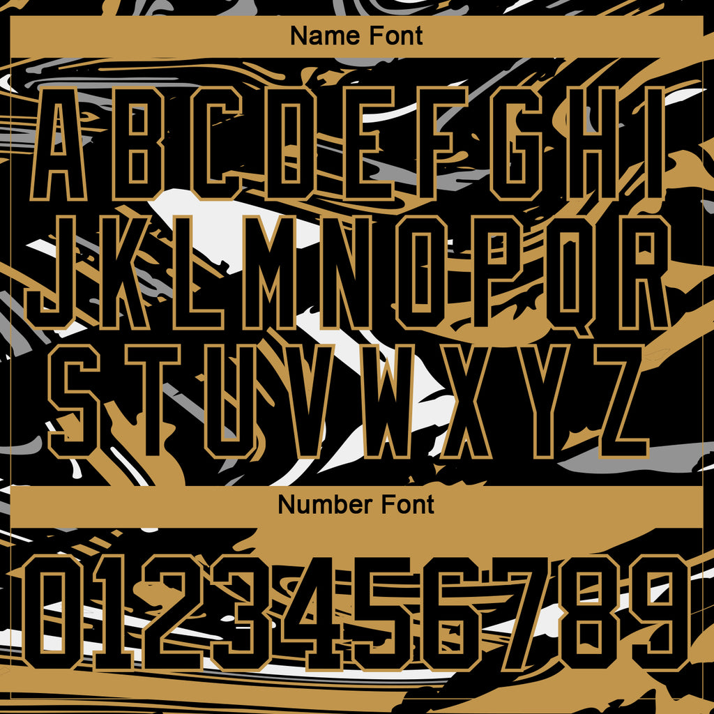 Custom Figure Black Old Gold-White 3D Pattern Fluid Art Hockey Lace Neck Jersey