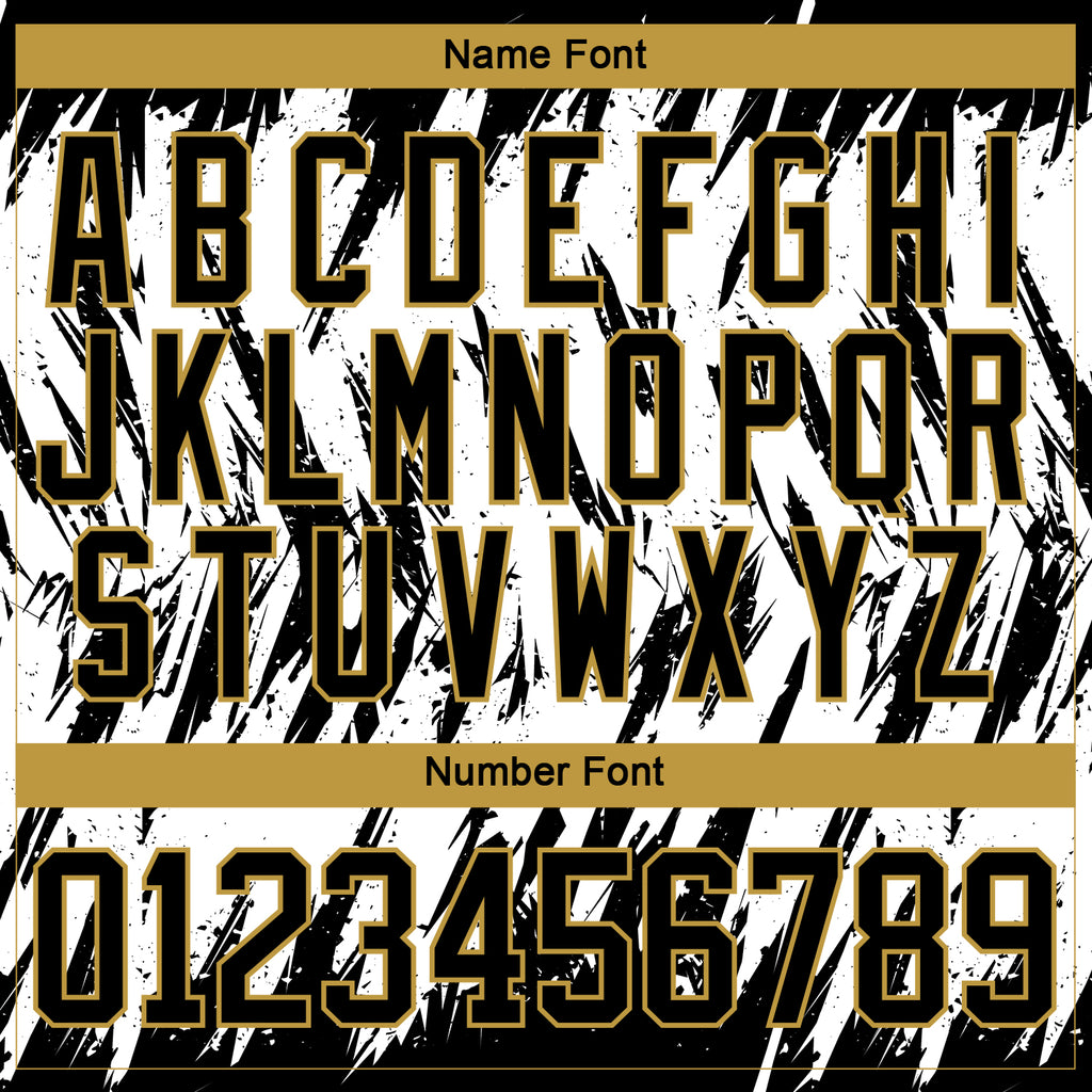 Custom White Black-Old Gold 3D Pattern Splash Art Hockey Lace Neck Jersey