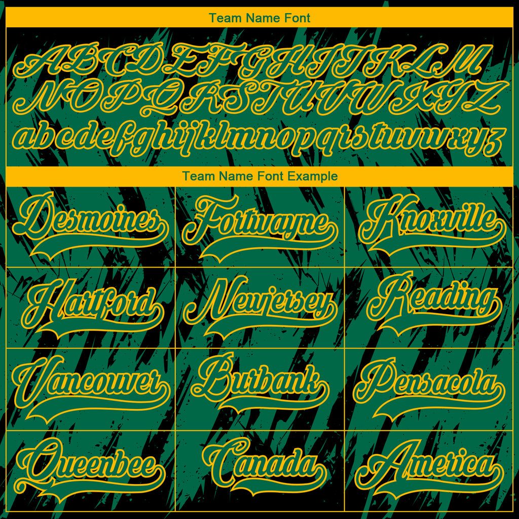 Custom Kelly Green Gold-Black 3D Pattern Splash Art Hockey Lace Neck Jersey