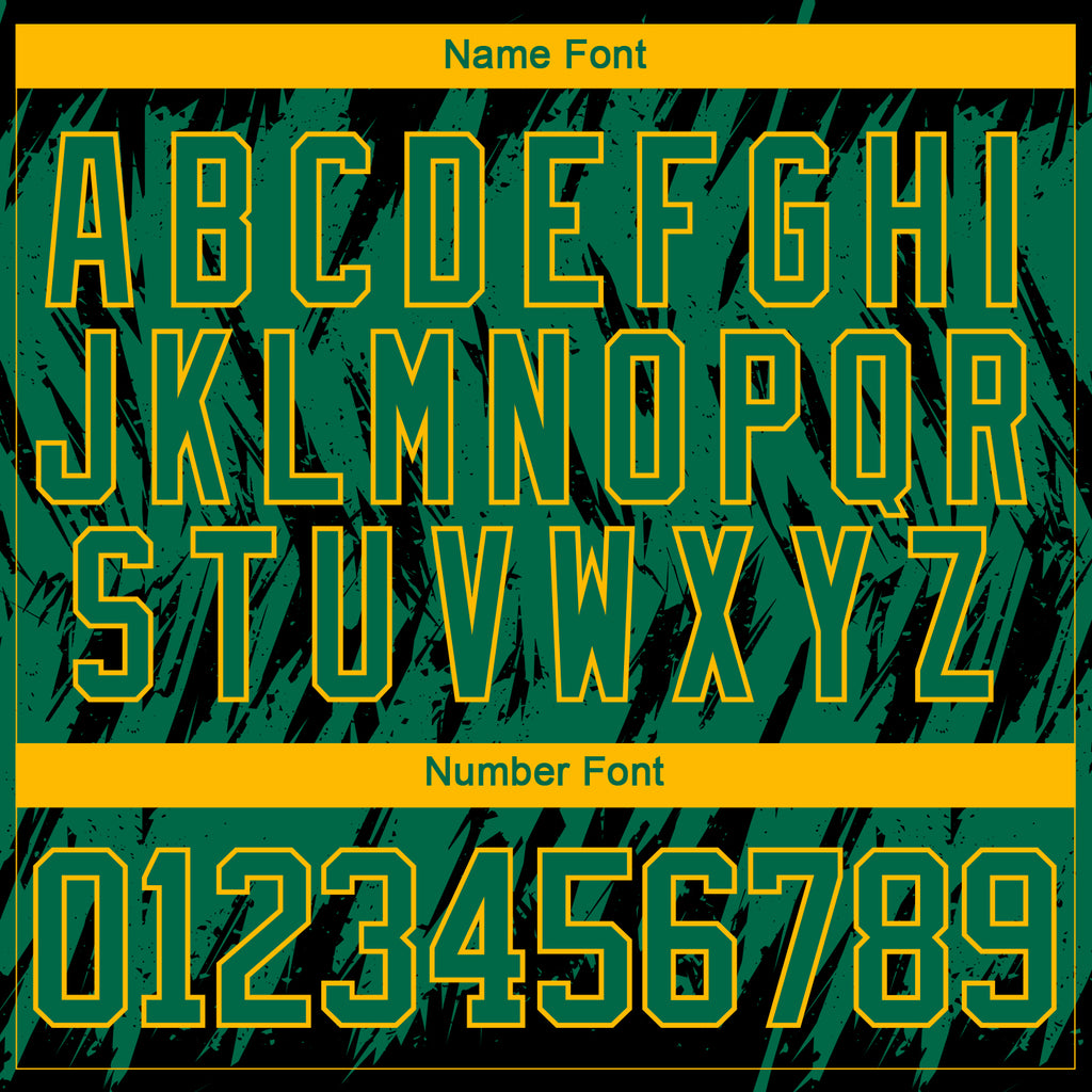 Custom Kelly Green Gold-Black 3D Pattern Splash Art Hockey Lace Neck Jersey