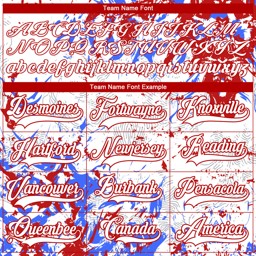 Custom White Red-Royal 3D Fluid Art Splash Hockey Lace Neck Jersey