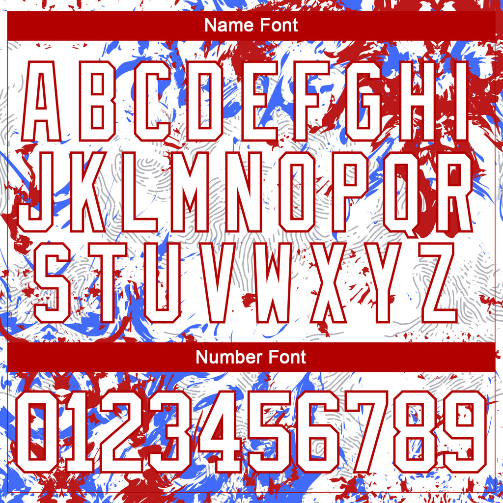 Custom White Red-Royal 3D Fluid Art Splash Hockey Lace Neck Jersey