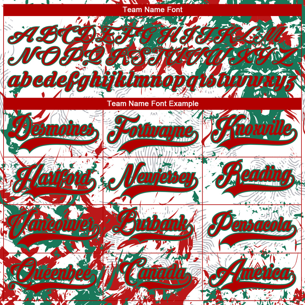 Custom White Red-Kelly Green 3D Fluid Art Splash Hockey Lace Neck Jersey