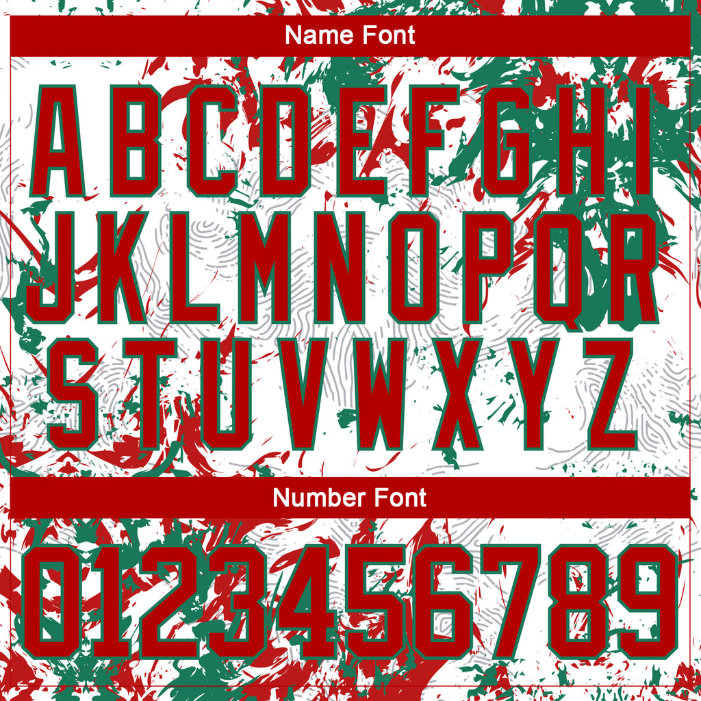 Custom White Red-Kelly Green 3D Fluid Art Splash Hockey Lace Neck Jersey