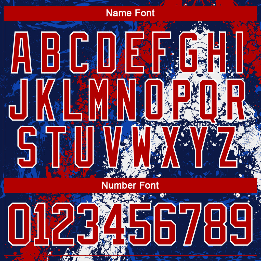 Custom Navy Red Thunder Blue-White 3D Splash Art Hockey Lace Neck Jersey