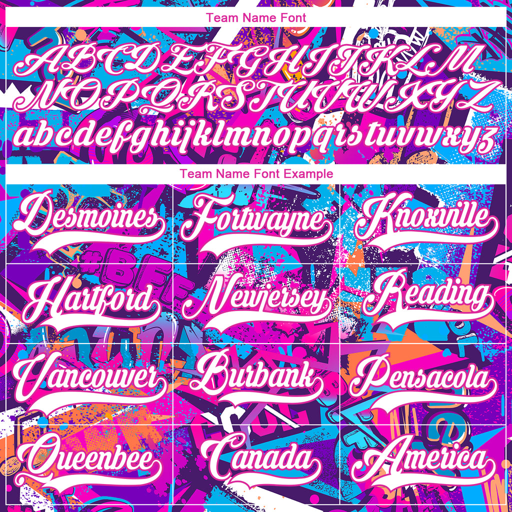 Custom Graffiti Pattern White Purple-Deep Pink 3D Pattern Scratch Hockey Lace Neck Jersey