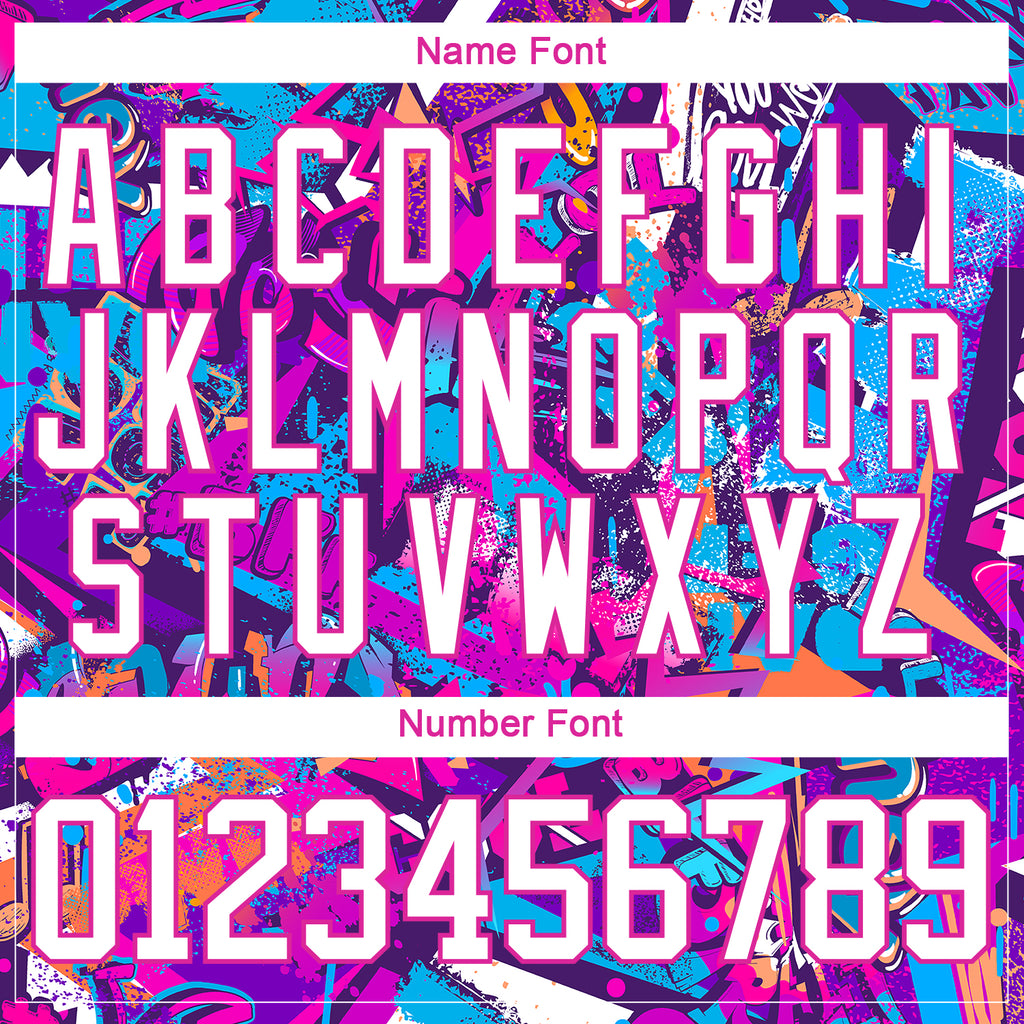 Custom Graffiti Pattern White Purple-Deep Pink 3D Pattern Scratch Hockey Lace Neck Jersey