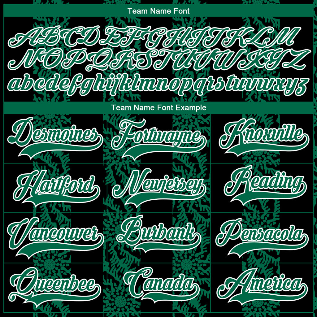 Custom Black Kelly Green-White 3D Pattern Abstract Shape Hockey Lace Neck Jersey