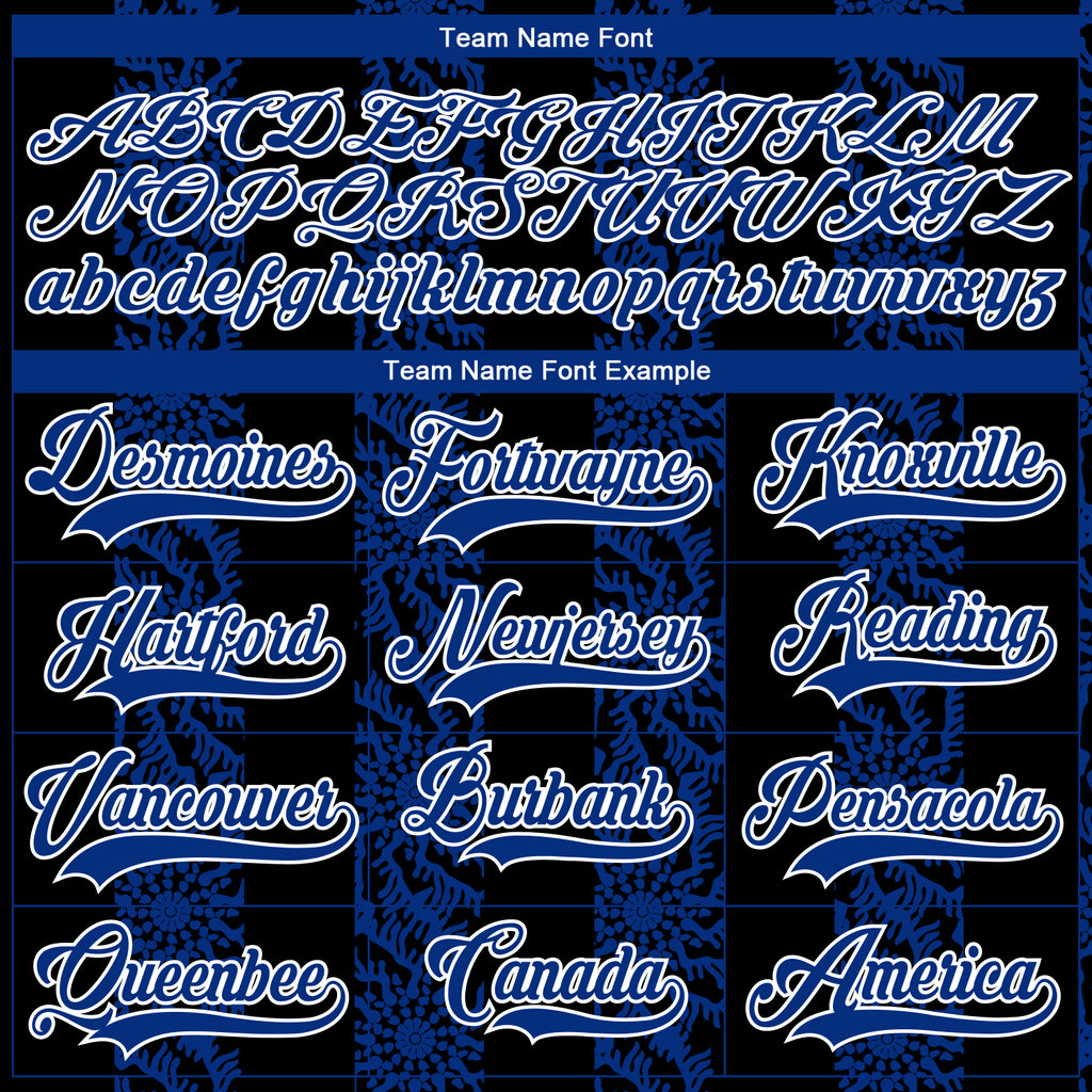 Custom Black Royal-White 3D Pattern Abstract Shape Hockey Lace Neck Jersey