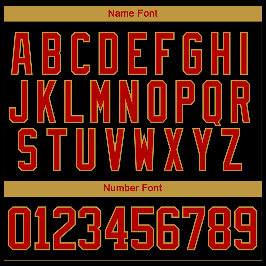 Custom Black Red Old Gold-White 3D Pattern Abstract Shape Hockey Lace Neck Jersey